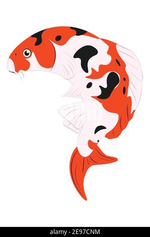 Illustration décorative de carpe koï de poisson japonais orange. Illustration de Vecteur