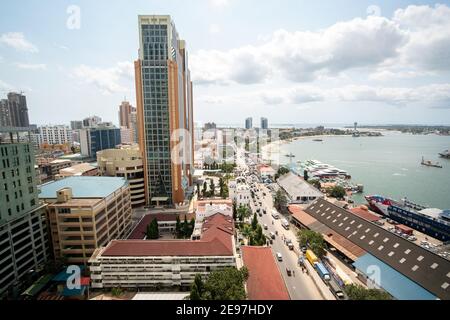 Vue aérienne de Dar es Salaam capitale de la Tanzanie en Afrique Banque D'Images