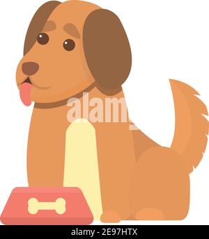 Icône chien joueur en attente de nourriture. Dessin animé de chien joueur attendant nourriture vecteur icône pour le web design isolé sur fond blanc Illustration de Vecteur