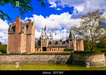 Beaux châteaux romantiques de la vallée de la Loire - château du Moulin. France Banque D'Images