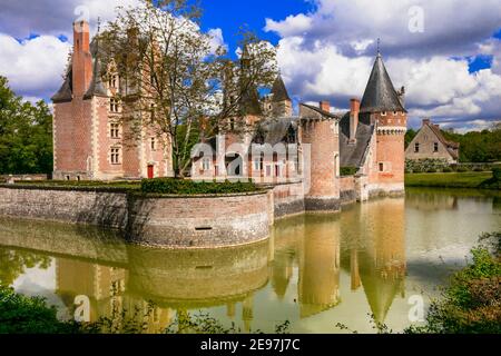 Beaux châteaux romantiques de la vallée de la Loire - château du Moulin. France Banque D'Images