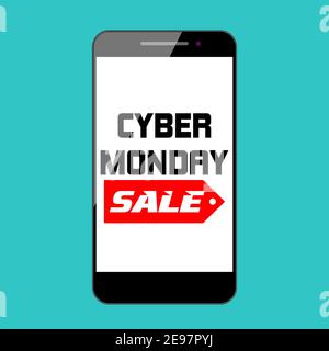 cyber monday solde bannière illustration vecteur smartphone fond modèle de publicité feuillet isolé Illustration de Vecteur