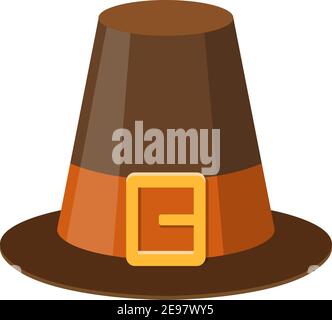 Icône en forme de chapeau pèlerin. Adresse de Thanksgiving. Isolé sur l'illustration vectorielle blanche. Illustration de Vecteur