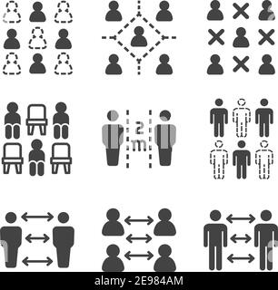 jeu d'icônes de distance sociale, vecteur et illustration Illustration de Vecteur
