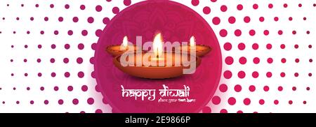 Fond de modèle de bannière décoratif Happy Diwali diya Illustration de Vecteur