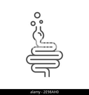 Icône de gaz intestinal, couleur, ligne, contour du signe vecteur, pictogramme de style linéaire isolé sur blanc. Symbole, illustration du logo Illustration de Vecteur