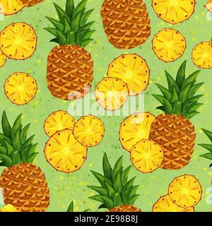 Motif aquarelle sans couture avec ananas Banque D'Images