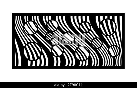 Motif cnc abstrait avec lignes et cercles. Panneau décoratif, écran, mur. Panneau cnc vectoriel pour découpe au laser. Gabarit pour cloison intérieure, salle Illustration de Vecteur