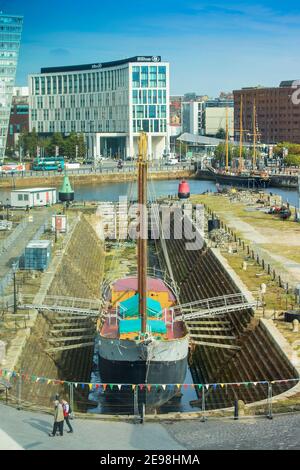 Royaume-Uni, Angleterre, Merseyside, Liverpool, Albert Dock, bateau en cale sèche Banque D'Images