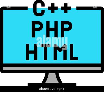 codage sur différentes langues de programme couleur icône illustration vectorielle Illustration de Vecteur