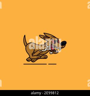 Illustration du vecteur de personnage de dessin animé de Mad Dog Running et slobbering pour Journée mondiale de la rage en septembre 28 Illustration de Vecteur