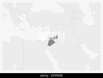 Carte Du Moyen Orient Avec Carte De Jordanie En Surbrillance Carte Grise De Jordanie Avec Les Pays Voisins Image Vectorielle Stock Alamy