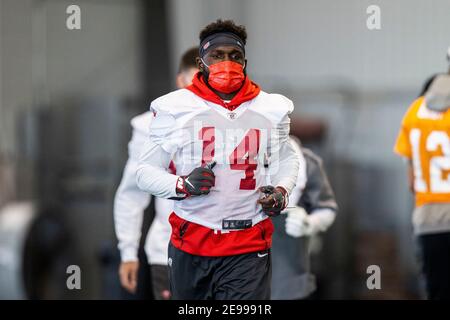 Tampa, États-Unis. 02 février 2021. Chris Godwin, grand receveur de Tampa Bay Buccaneers, lors de l'entraînement de football de la NFL, vu ici dans une image publiée par la NFL, le mardi 2 février 2021 à Tampa, Floride, les Buccaneers affronteront les Kansas City Chiefs dans le Super Bowl 55. (Tori Richman/Tampa Bay Buccaneers via AP/Sipa USA) **usage crédit-éditorial obligatoire seulement** crédit: SIPA USA/Alay Live News Banque D'Images