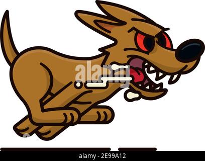 Illustration vectorielle isolée de personnage de dessin animé de Mad dog Running et slobbering Pour la Journée mondiale de la rage en septembre 28 Illustration de Vecteur