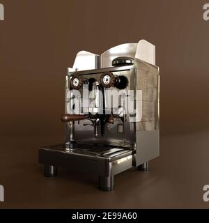 machine à café isolée sur fond marron illustration 3d Banque D'Images