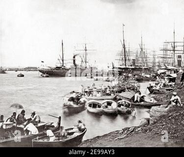 Photographie de la fin du XIXe siècle - expédition sur le Hooghly, Calcutta, Kolkata, Inde Banque D'Images