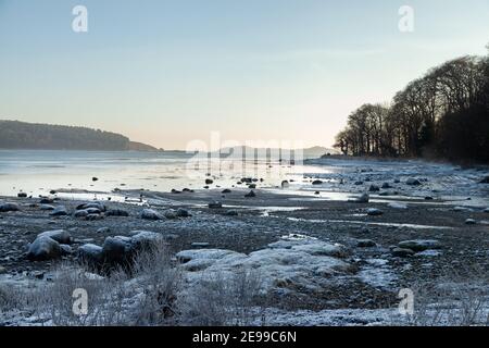 Plage glacial à Dalgety Bay Fife Ecosse Banque D'Images