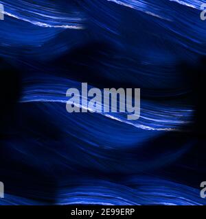 Motif sans couture, arrière-plan abstrait au néon créatif peint à la main, texture de trait de pinceau bleu, peinture abstraite sombre pour fonds d'écran, affiches, cartes, po Banque D'Images