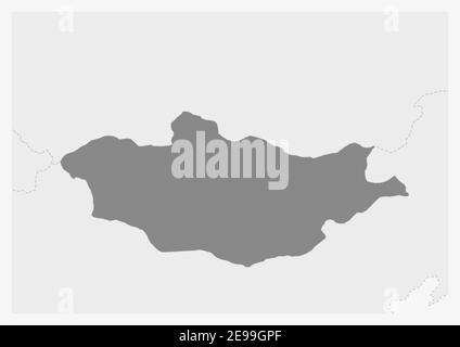 Carte de l'Asie avec carte de la Mongolie mise en évidence, carte grise de la Mongolie avec les pays voisins Illustration de Vecteur
