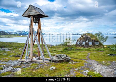 Staloluokta même église, station de montagne dans le parc national de Padjelanta Banque D'Images