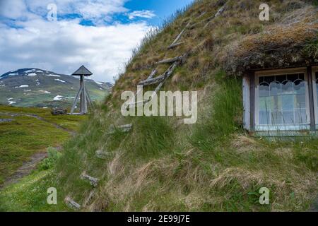 Staloluokta même église, station de montagne dans le parc national de Padjelanta Banque D'Images