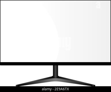 Moniteur large sur le statif. Maquette de téléviseur LCD. Illustration d'un écran multimédia plat réaliste. PC de bureau haute définition pour présentation Web S Illustration de Vecteur