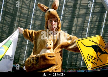 Fan de l'Australie lors de la coupe du monde 2006, Groupe F, Brésil contre Australie au stade Allianz-Arena de Munich, Allemagne, le 18 Uni 2006. Le Brésil a gagné 2-0. Photo de Gouhier-Hahn-Orban/Cameleon/ABACAPRESS.COM Banque D'Images