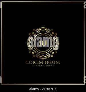 Modèle de logo de luxe de lettre initiale RJ en vecteur pour le restaurant, les royalties, la boutique, le café, l'hôtel, l'héraldique, les bijoux, la mode et autres illustrations vectorielles Illustration de Vecteur