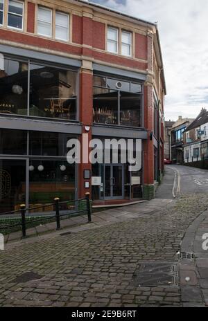 Au coin de Palmer Street et Stoney Street à Frome, Somerset, Angleterre Banque D'Images