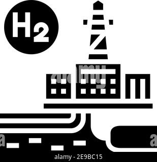 illustration vectorielle d'icône de glyphe d'hydrogène d'usine Illustration de Vecteur