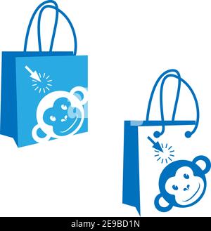 Singe magasin sac logo icône design illustration vecteur Illustration de Vecteur