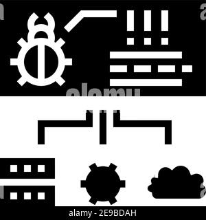 illustration d'un vecteur d'icône de glyphe sur le serveur, le cloud et les composants de l'ordinateur Illustration de Vecteur