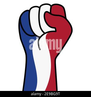 Drapeau fiste hollandais. Main des pays-bas. Couleur drapeau pays-bas en forme de poing. Manifestation patriotique, protestation, lutte pour les droits de l'homme, liberté Illustration de Vecteur