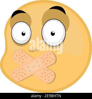 Illustration vectorielle de l'émoticône avec bandes adhésives sur sa bouche Illustration de Vecteur