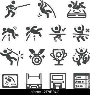 jeu d'icônes de sport et de loisirs pole vault, vecteur et illustration Illustration de Vecteur
