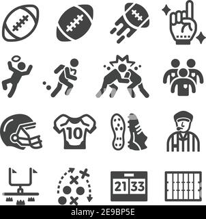 jeu d'icônes, de vecteurs et d'illustrations pour le sport et les loisirs de football américain Illustration de Vecteur