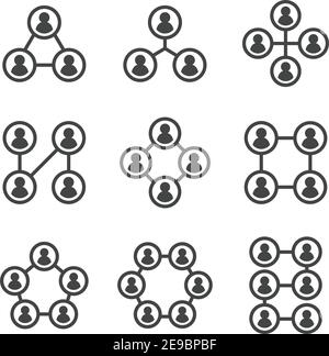 réseau de personnes et connexion de personnes ensemble d'icônes, vecteur et illustration, contour modifiable Illustration de Vecteur