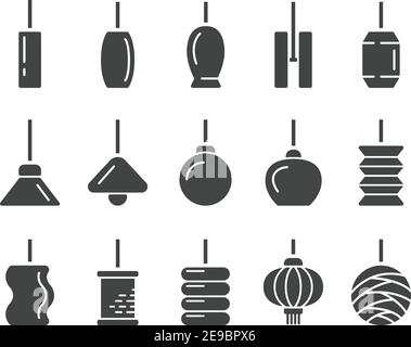 icône, vecteur et illustration de la lampe de suspension à lignes fines Illustration de Vecteur