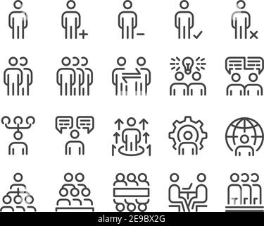 jeu d'icônes de ligne mince, vecteur et ressources humaines et professionnels illustration Illustration de Vecteur