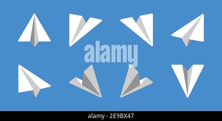 plan de papier, jeu d'icônes de fusée de papier, style d'icône plat, vecteur et illustration Illustration de Vecteur
