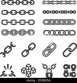 ensemble d'icônes de chaîne et de lien, vecteur et illustration Illustration de Vecteur