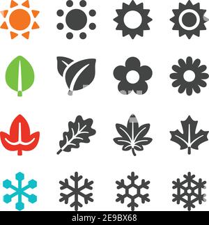 jeu d'icônes de quatre saisons, vecteur et illustration Illustration de Vecteur