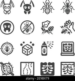 ensemble d'icônes ant, icône de parasites et d'insectes, vecteur et illustration Illustration de Vecteur