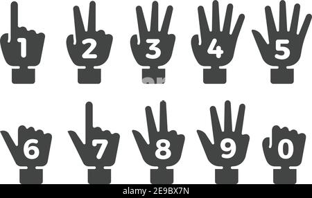 jeu d'icônes, vecteur et illustration du compte à doigts Illustration de Vecteur