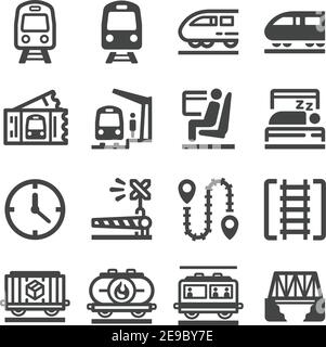 jeu d'icônes de train, vecteur et illustration Illustration de Vecteur