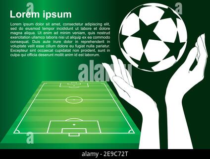 Deux mains tiennent l'icône de vecteur de ballon de football. Football, icône football objets de sport pour logo, symbole de signe vectoriel pour le design. Illustration de Vecteur