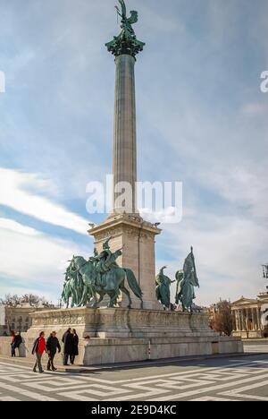 Monument du millénaire à la place des héros, Budapest, Hongrie Banque D'Images