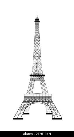 La Tour Eiffel sur blanc. Vue. Silhouette de la Tour Eiffel. Illustration vectorielle. Illustration de Vecteur
