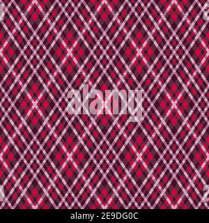 Motif d'illustration Rhomb détaillé sans couture comme un écossais principalement dans des teintes rouges et magenta, texture pour chemise en flanelle, tissu, nappes, vêtements, Illustration de Vecteur