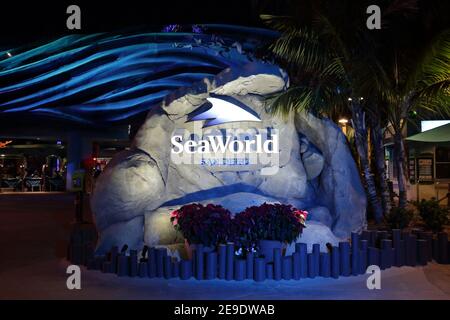 La porte d'entrée de SeaWorld à San Diego, CA, Etats-Unis Banque D'Images